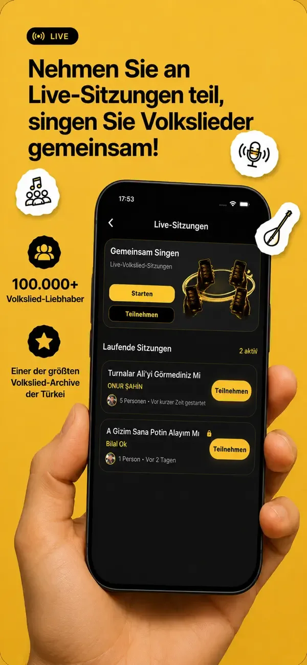 Saz Söz App-Screenshot — Hauptansicht.