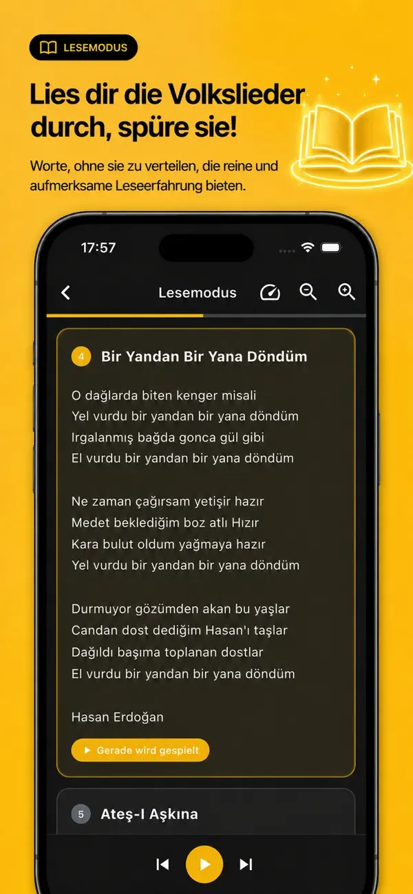 Saz Söz App-Screenshot — Muhabbet-Sitzung.