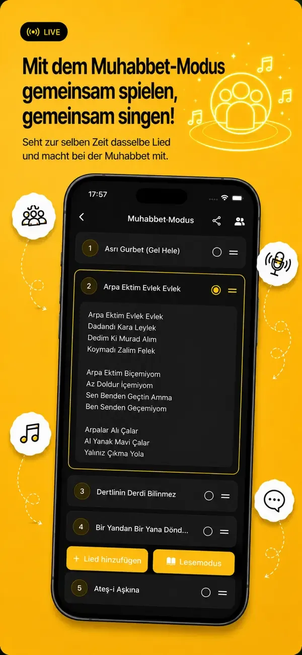 Saz Söz App-Screenshot — Sitzung.