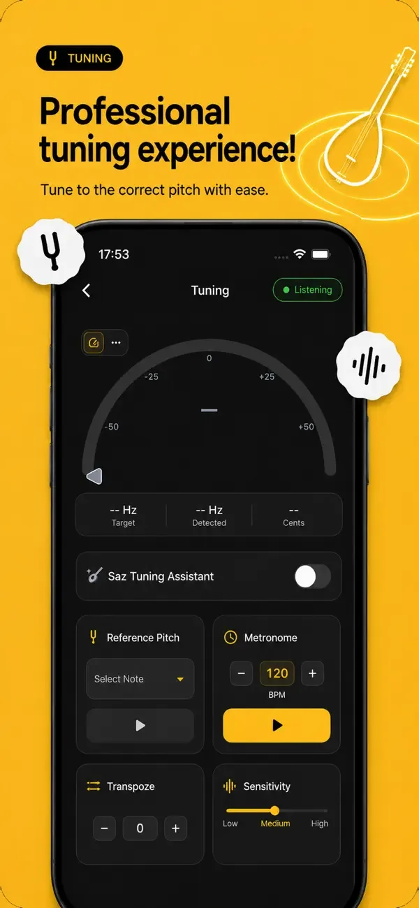 Saz Söz app screenshot — repertoire.