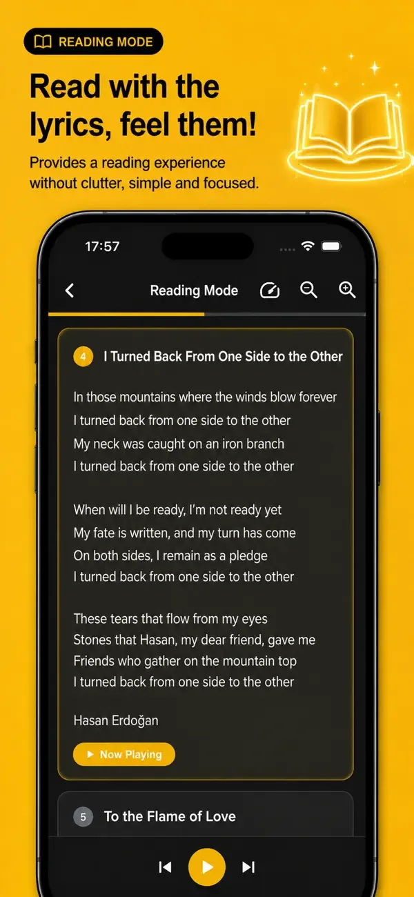 Saz Söz app screenshot — Muhabbet session.