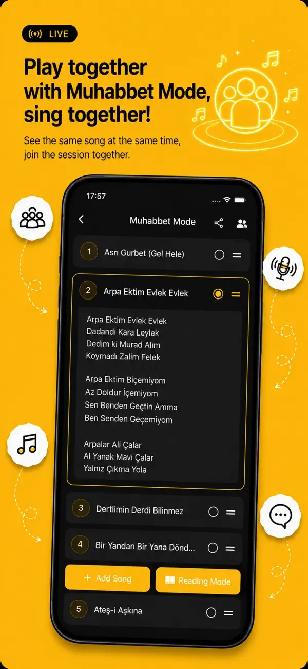 Saz Söz app screenshot — session.