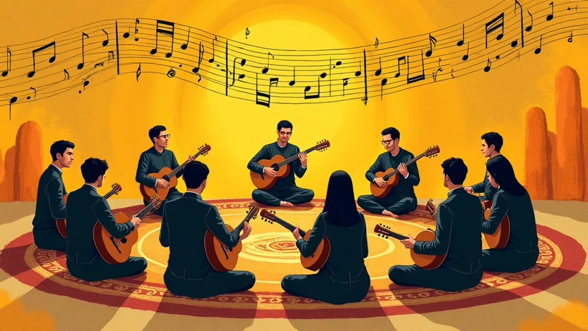 Yeni Başlayanlar İçin Bağlama Rehberi için Türk halk müziği temalı kapak görseli